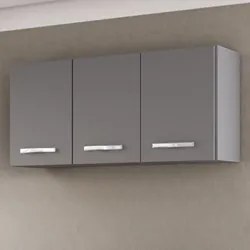 Armários de Cozinha Aéreo 3 Portas 120cm Kit 2 Honduras Cinza - Lumil