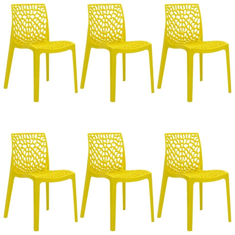 Kit 6 Cadeiras Decorativas Sala e Cozinha Cruzzer (PP) Amarela - Gran Belo