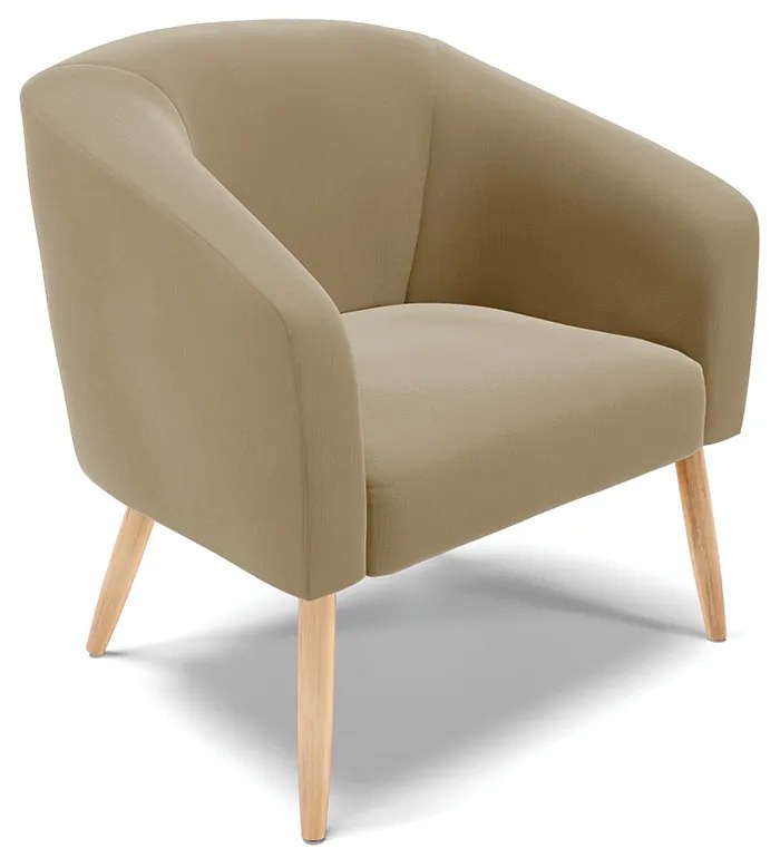 Namoradeira e 2 Poltronas Pé Palito Natural Stella Suede Marrom Rato D03 - D'Rossi