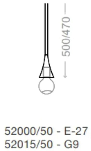 Pendente Jazz Single Rígido Haste Fixa 50Cm Ø11X50Cm 1Xe27 - Usina 520... (FN-F - Fendi Fosco)