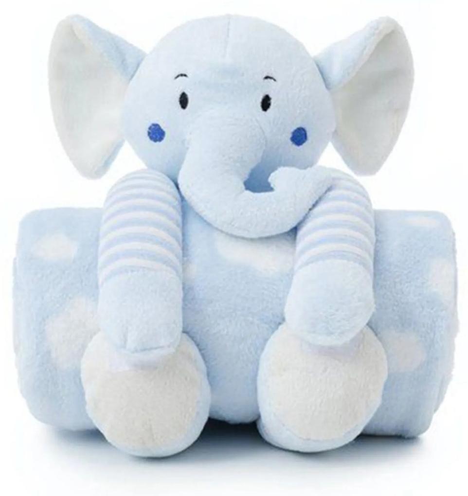 Manta Bebe Naninha Loani Elefante Azul