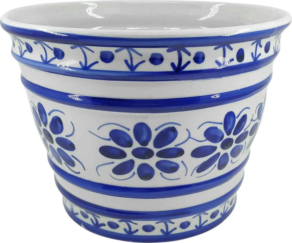 Vaso Cachepot em Porcelana Azul Colonial 17 cm