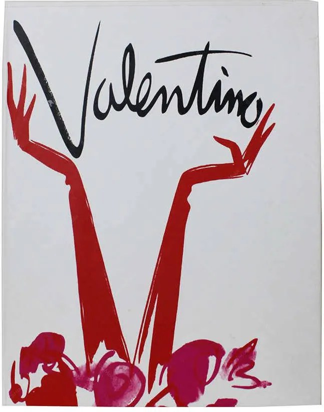 Caixa Livro Valentino Fullway Branco com Estampa Vermelha em Madeira