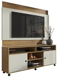 Painel para TV 60 Pol Suíça com Rack Bancada Reno Freijó/Cinza Cristal