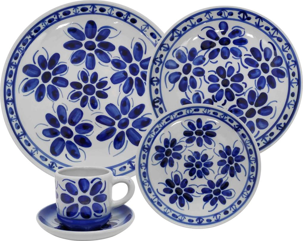 Aparelho de Jantar em Porcelana Azul Colonial 30 peças