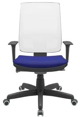 Cadeira Office Brizza Tela Branca Assento Aero Azul Autocompensador Base Standard 120cm - 63726 Sun House