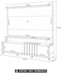 Estante Painel de TV 65 Pol 180cm 2 Portas Bold Castanho/Off White - H