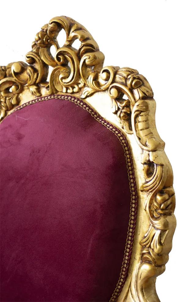 Par de Poltronas Clássica Tipo Luis XV Linha Versalles Soffie com Tecido Vermelho