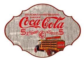 Placa de Madeira Coca-Cola Vintage 5 Centavos
