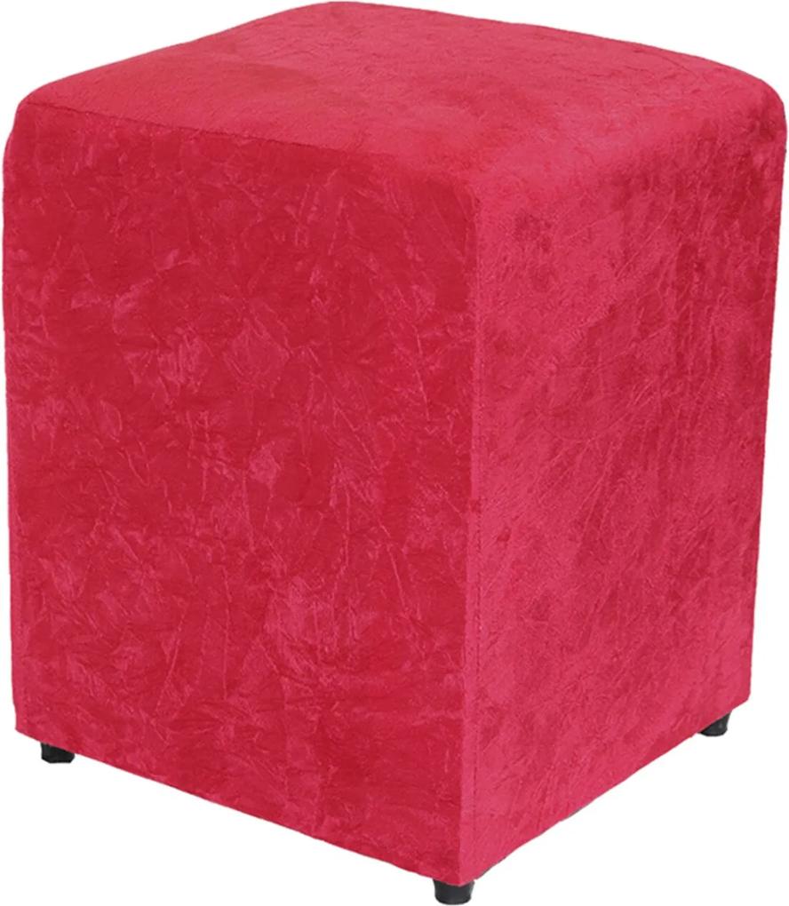Puff Cubo Quadrado Box Decorativo Suede (34x34x45cm) - Vermelho