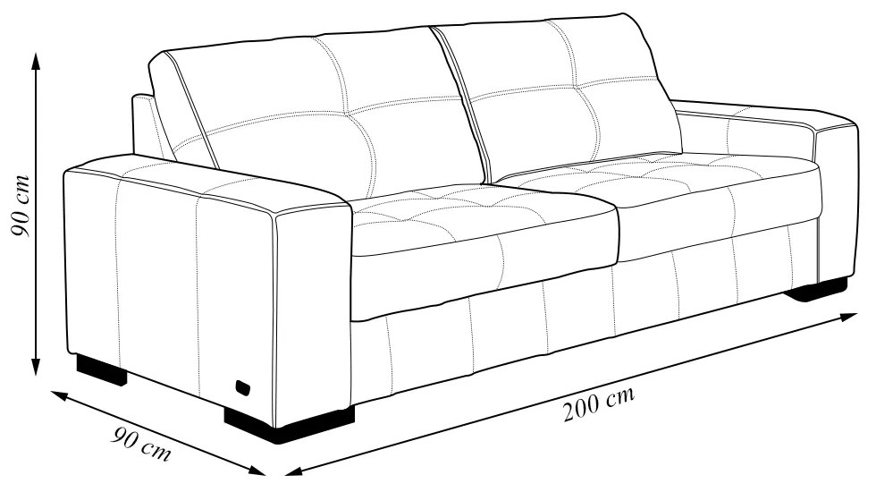 Sofá Decorativo 3 Lugares Turim 200cm Couro Conhaque G58 - Gran Belo