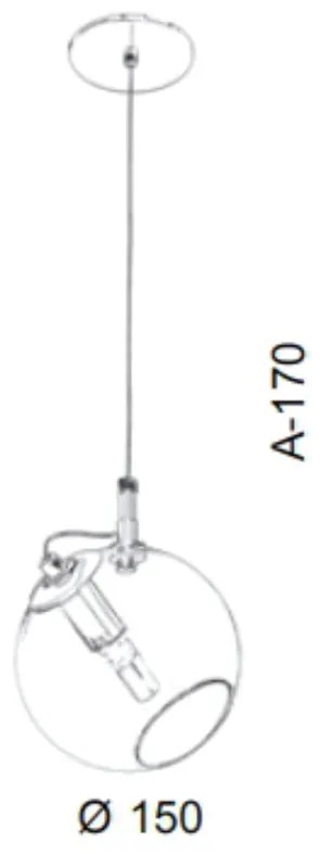 Pendente Globo Inclinado Ø15X17Cm Metal E Globo Ø15Cm 01Xg9 |Old Artis... (DOURADO FOSCO, AMBAR)