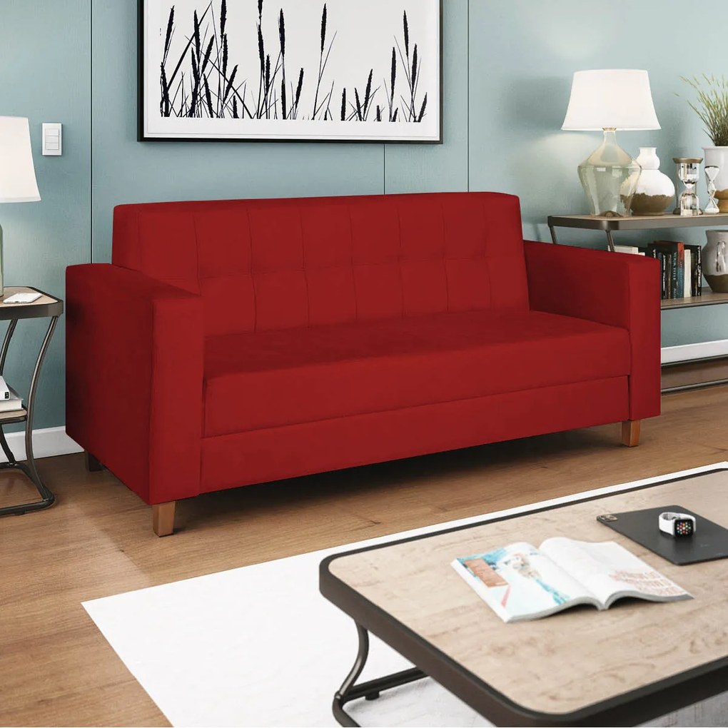 Sofá 2 Lugares Denver Corano Vermelho - ADJ Decor