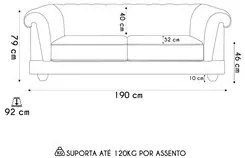 Sofá 2 Lugares Sala de Estar 190cm Otto M22 Sintético Marrom - Mpozena