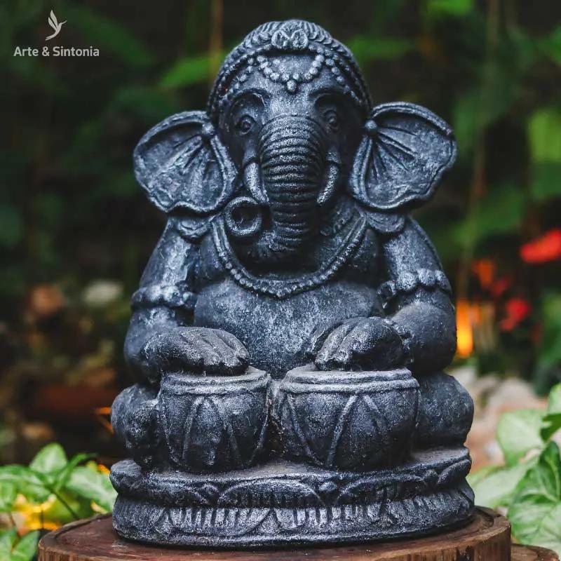Estátua Ganesh Tambor 40cm | Cimento