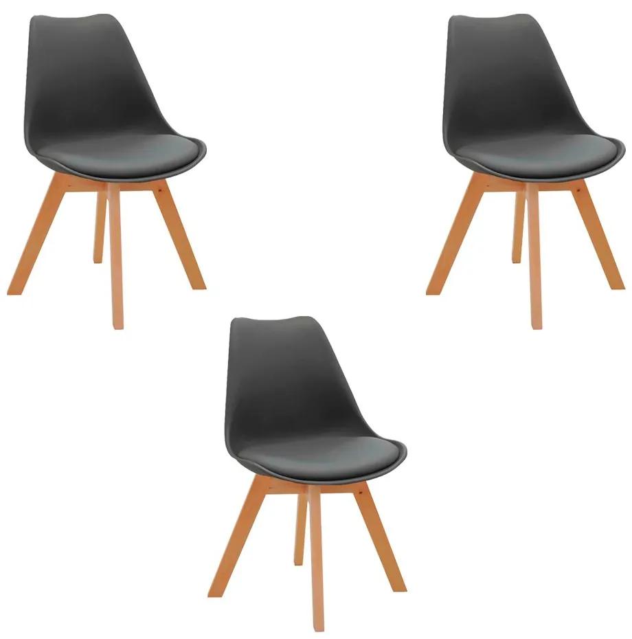 Kit 3 Cadeiras Decorativas Sala e Escritório SelfCare (PP) Cinza G56 - Gran Belo