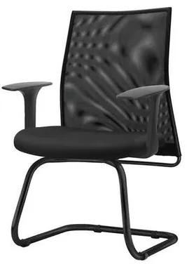 Cadeira Liss com Braco Fixo Assento Courino Base Fixa Preta - 54670 Sun House