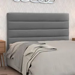 Cabeceira Solteiro 90cm Greta Suede Liso Cinza - Mpozenato