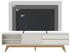 Rack para Sala Bancada de TV 75 Pol 200cm Itália C05 Off White Matte -