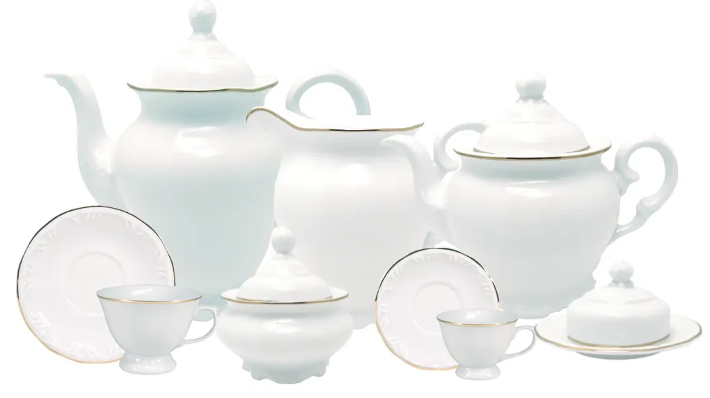 Aparelho de Chá e Café Porcelana Schmidt 53 peças - Dec. Noiva 2248 -  SCHMIDT