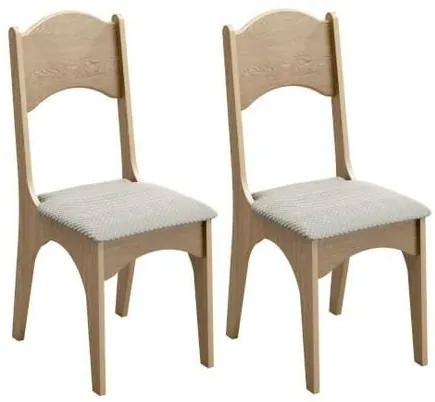 Conjunto 2 Cadeiras Estofadas - Carvalho/Geometrico Dalla Costa
