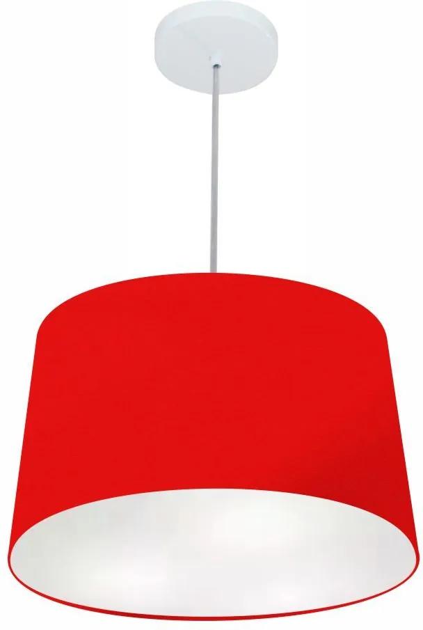 Lustre Pendente Cone Md-4156 Cúpula em Tecido 30/45x40cm Vermelho - Bivolt