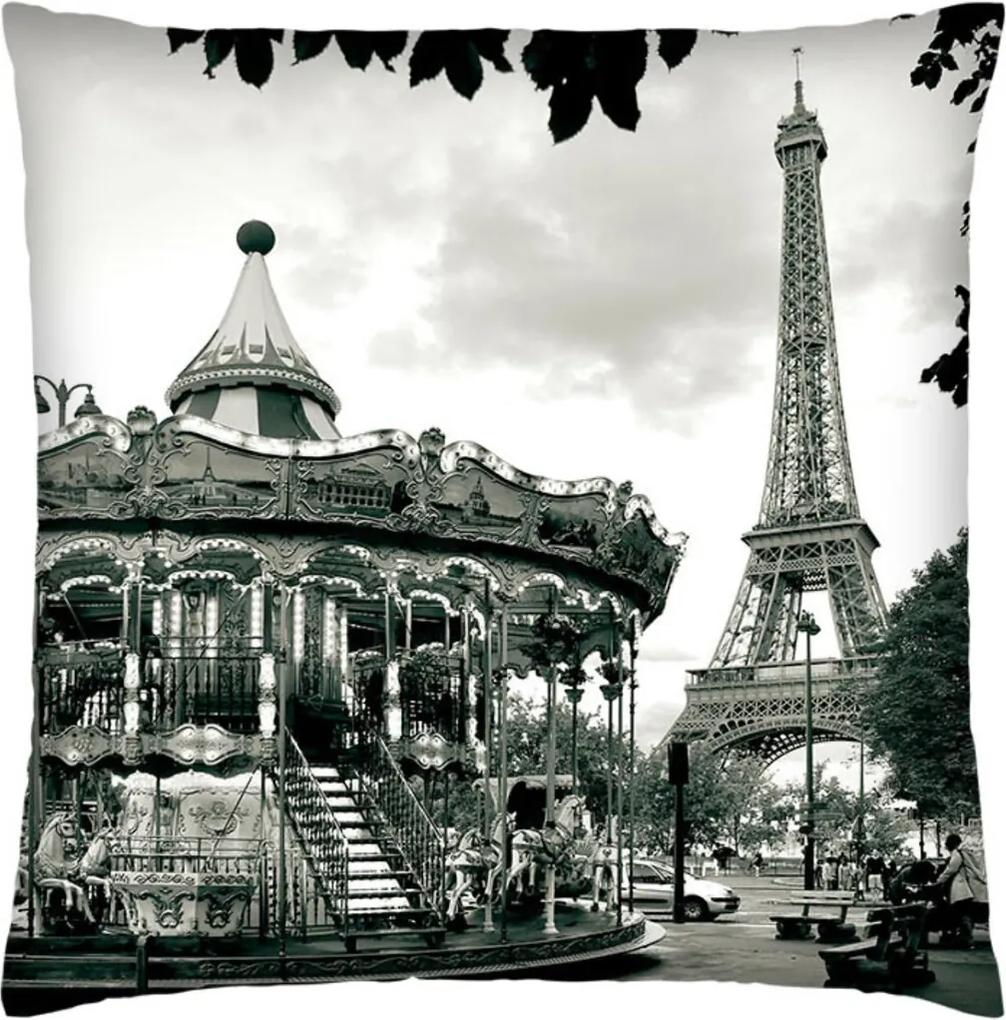 Almofada Colours Creative Photo Decor Carrossel e Torre Eiffel em Paris na França Cinza