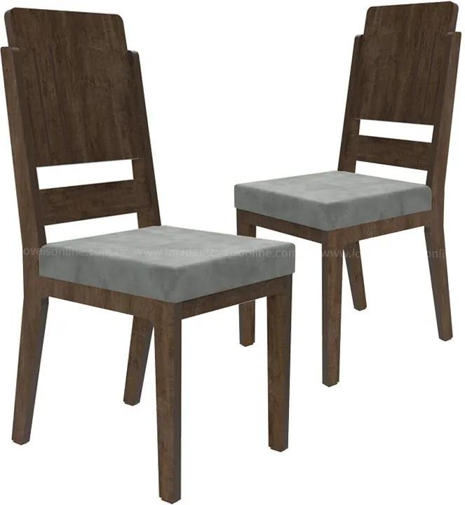 Cadeira Para Sala De Jantar Esmeralda Noce/cinza Rv Móveis (2 Unidades) - Noce/cinza