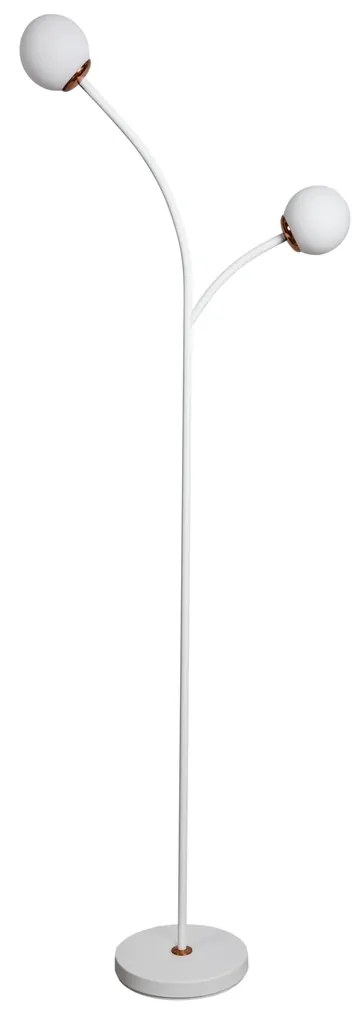 Luminaria De Chão Zucca Ø24,5X161Cm 2Xg9 / Globo Ø12Cm / Coluna | Usin... (BT / CB-PV - Branco Texturizado / Cobre Brilho Polido Verniz, FOSCO)