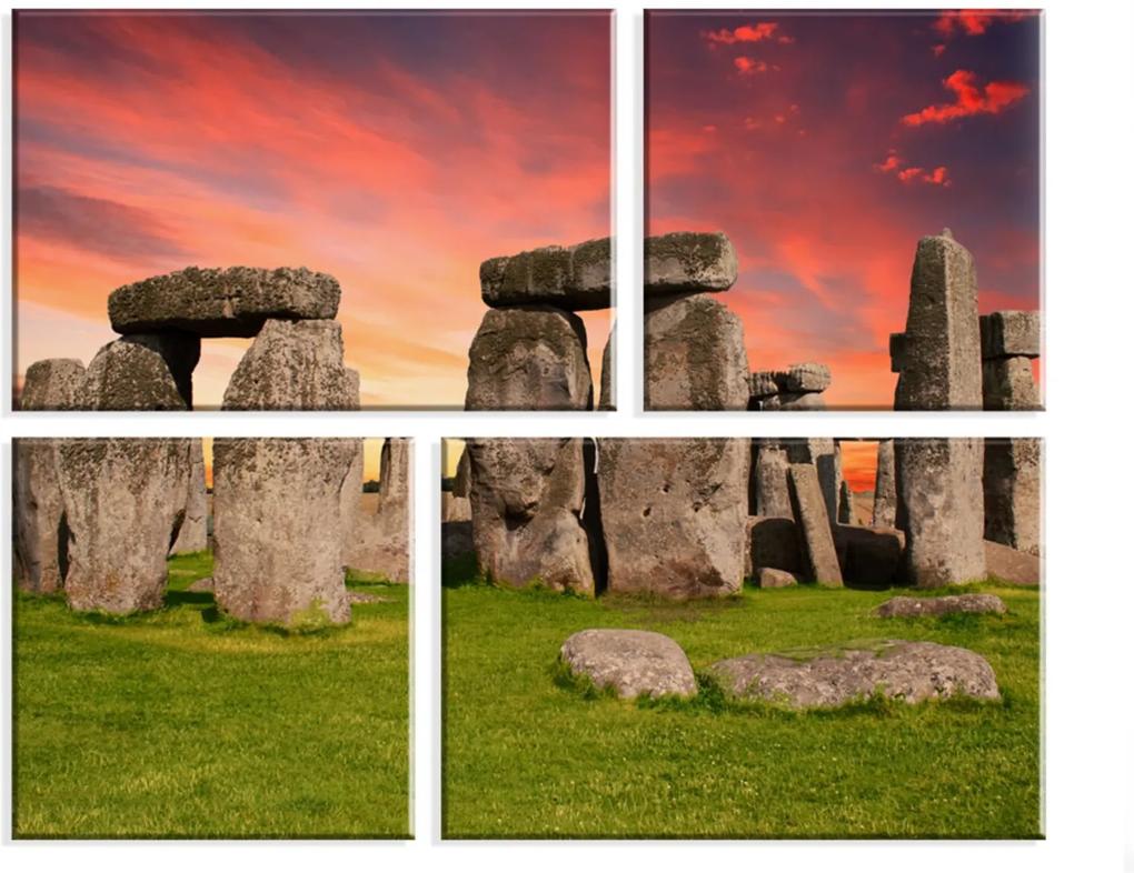 Conjunto de 4 Telas Decorativas Wevans em Canvas 83x103 Stonehenge Multicolorido