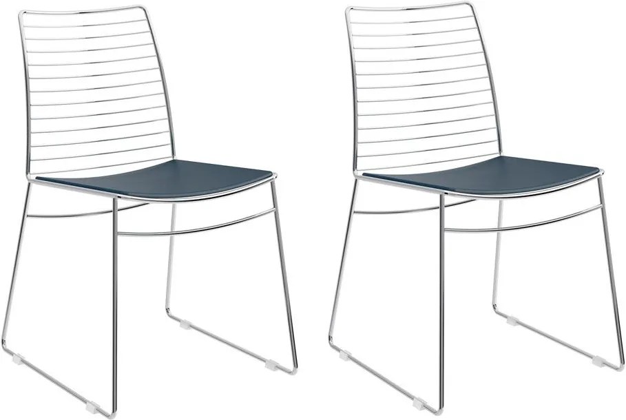 Cadeiras para Cozinha Kit 2 Cadeiras 1712 Azul Noturno/Cromado - Carraro Móveis