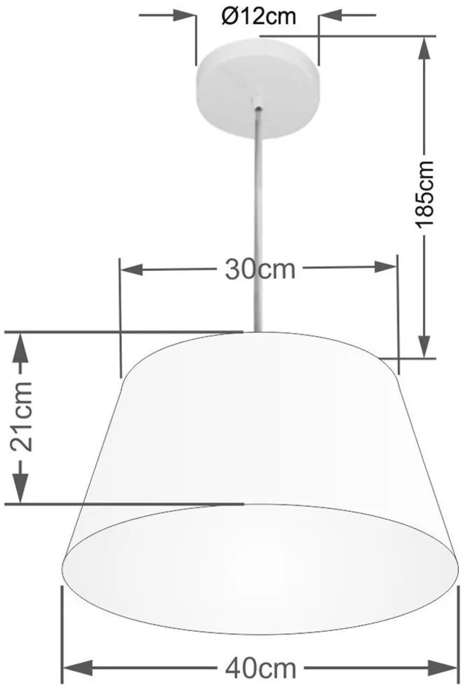 Lustre Pendente Cone Vivare Md-4021 Cúpula em Tecido 21/40x30cm - Bivolt