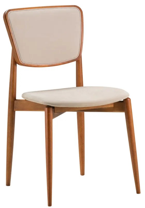 Cadeira Catrina Estofada Design Slim Pés Palito Madeira Lyptus