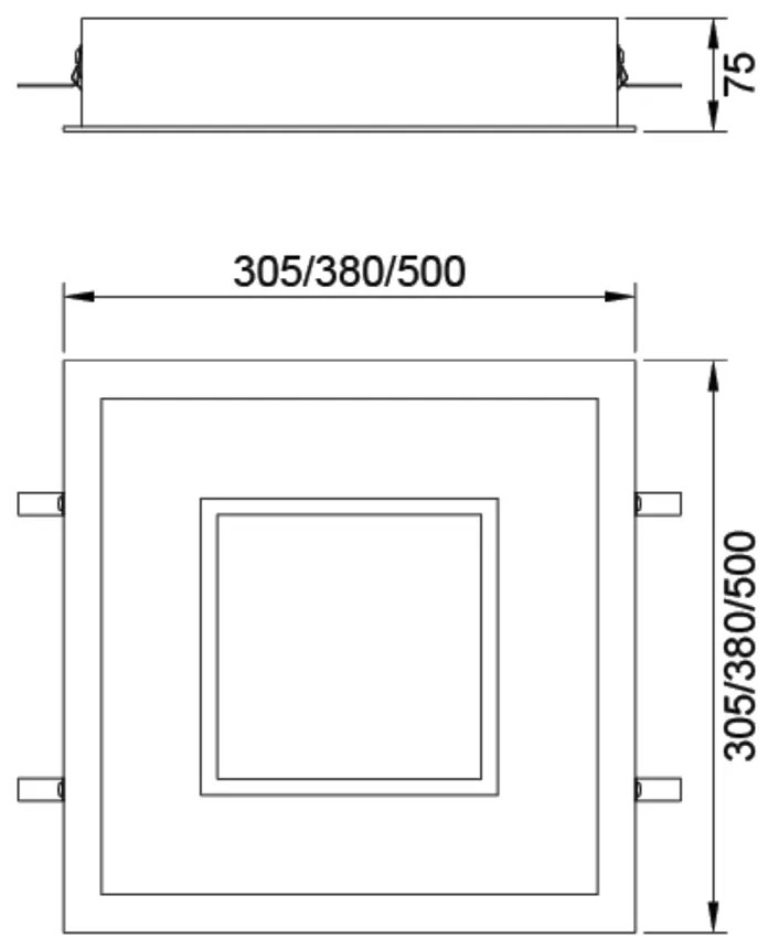 Embutido Meg 38X38Cm Led 24,4W Bivolt | Usina 19035/38 (PT - Preto Texturizado, 3000k)