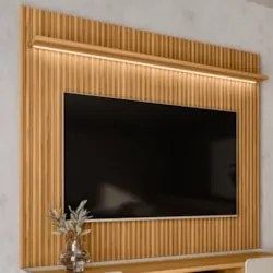 Painel Para TV Suspenso 75 Pol 180cm Ripado Diamond L06 Tauari Fosco -