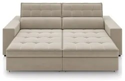 Sofá Retrátil Reclinável 3 Lugares 246cm Vick M22 Suede Bege - Mpozena