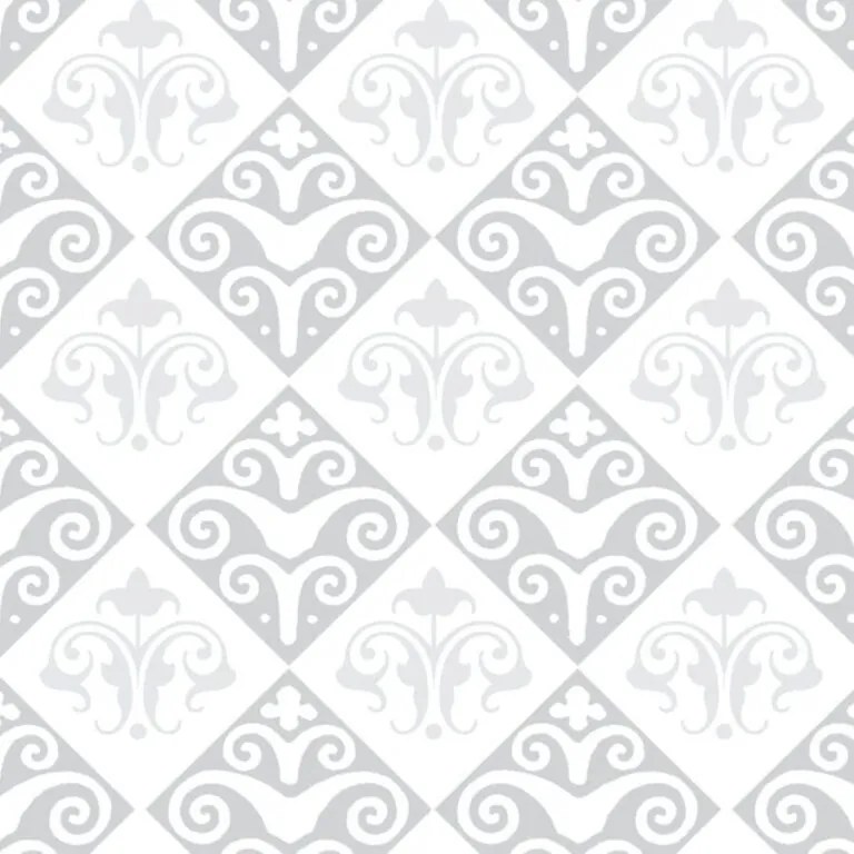 Papel de parede adesivo arabesco cinza e branco