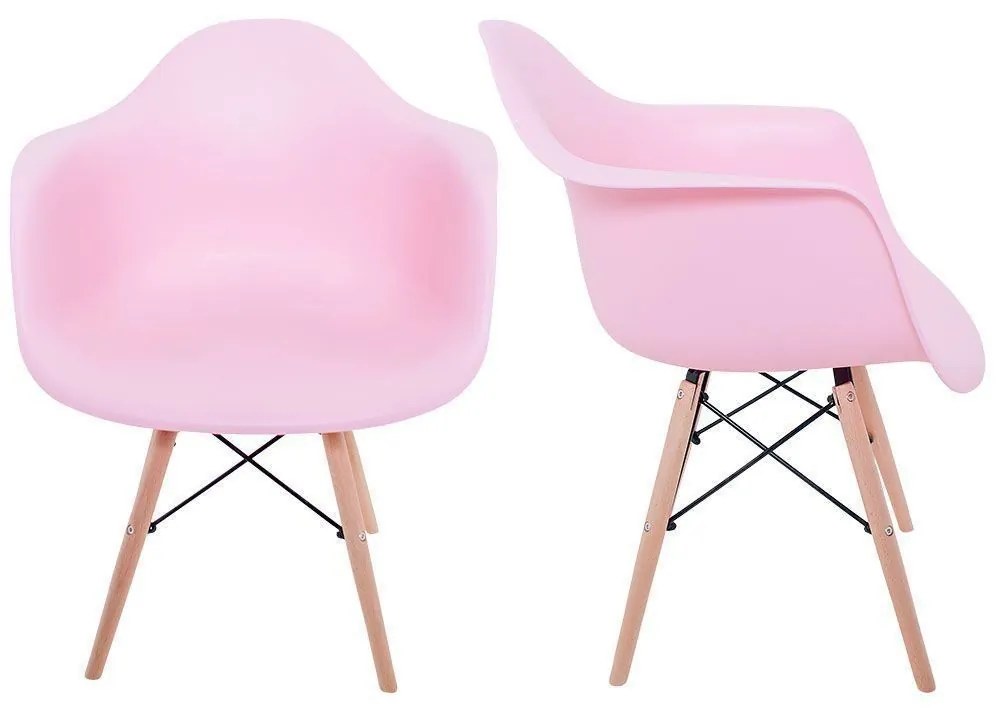 Kit 02 Cadeiras Melbourne Eiffel Charles Eames Base Madeira - Rosa - D'Rossi