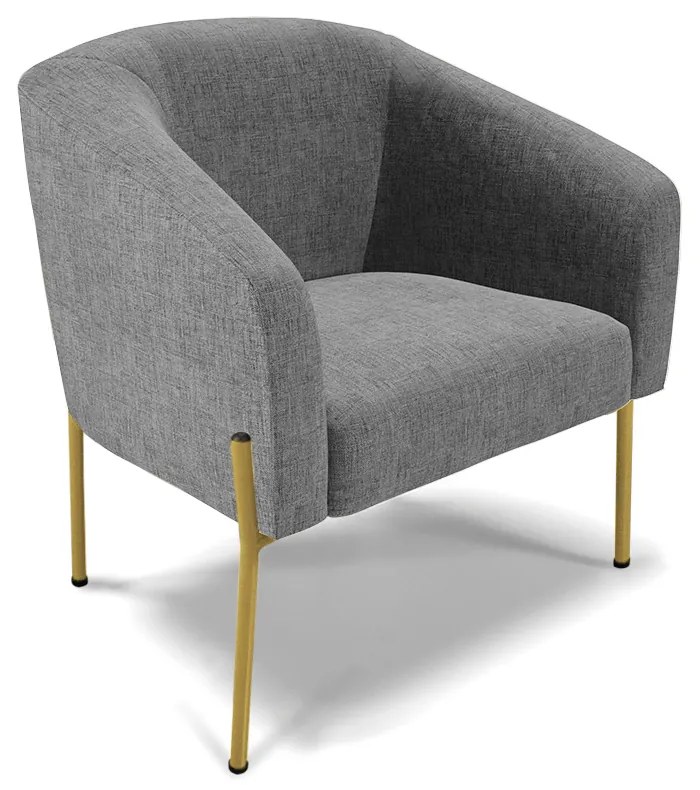 Namoradeira e 2 Poltronas Pé de Ferro Dourado Stella Linho Grafite D03 - D'Rossi