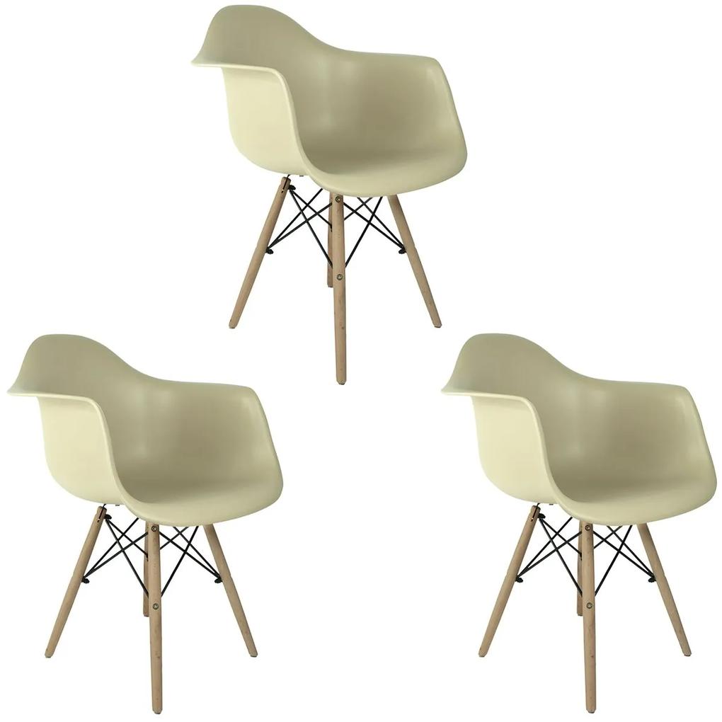 Conjunto 3 Cadeiras Eames Fendi Com Braço DSW - Empório Tiffany
