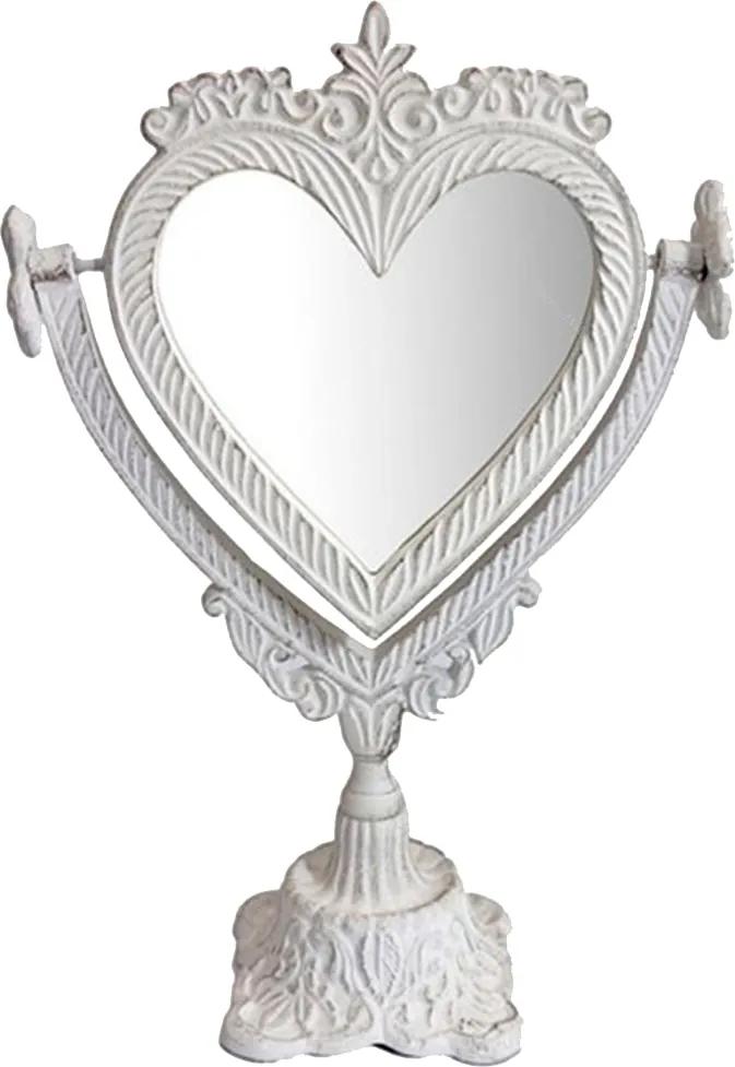 Espelho de Mesa Mimo Heart Branco em Metal - 35x23 cm