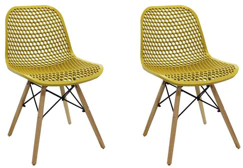 Kit 2 Cadeiras Decorativas Sala e Cozinha Haney (PP) Amarela Ocre G56 - Gran Belo