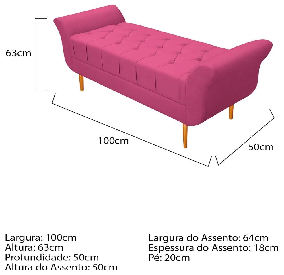 Recamier Estofado Ari 100 cm Solteiro Corano Pink - ADJ Decor