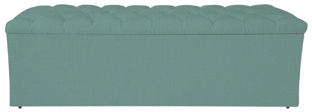 Calçadeira Estofada Liverpool 140 cm Casal Linho Azul Turquesa - ADJ Decor