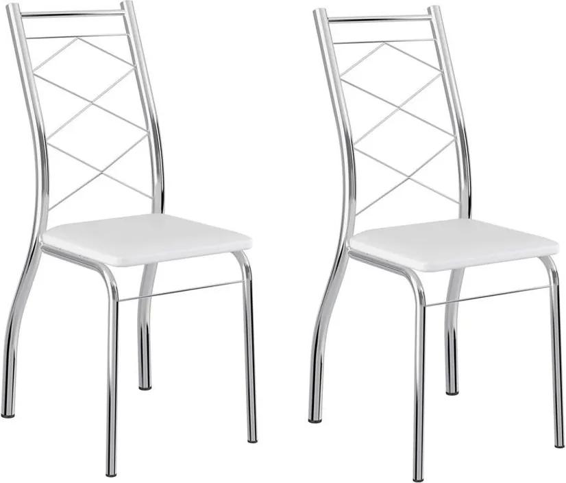 Cadeiras para Cozinha Kit 2 Cadeiras 1710 Branco/Cromado - Carraro Móveis