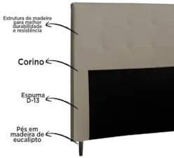 Cabeceira Cama Box Casal King 193cm Luna Sintético Bege Z51 - Mpozenat