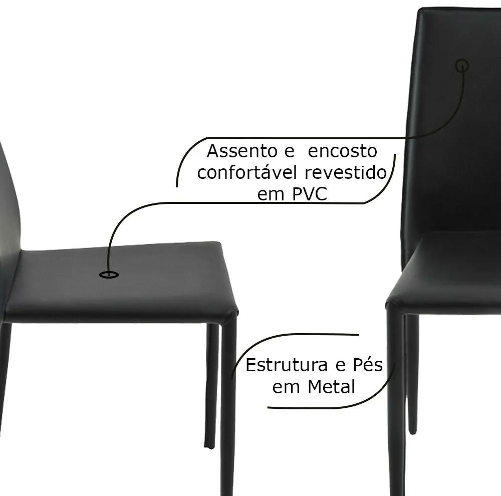 Kit 4 Cadeiras Decorativas Sala e Cozinha Karma PVC Preta G56 - Gran Belo