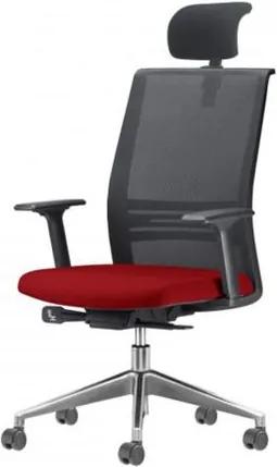 Cadeira Agile Presidente com Encosto de Cabeca Assento Crepe Vermelho Base Aluminio Piramidal e Rodizio em PU - 55712 Sun House