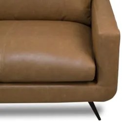 Sofá 3 Lugares Para Sala Living 252cm Merli L08 Couro Camel  - Mpozena