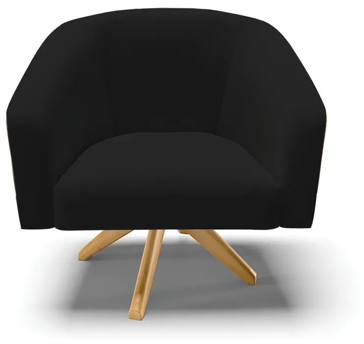 Poltrona Decorativa Giratória MA30 Stella Nozes/Linho D03 - D'Rossi - Preto A79